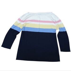 Talbots Women's Size Large 100% Cotton Multicolor Striped Long Sleeve Tee